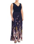 Xscape Mesh-accented Floral Gown