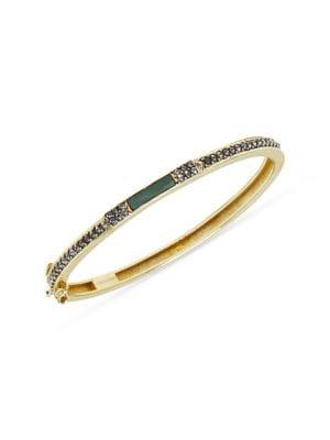 Sole Society 12k Goldtone, Green Aventurine & Crystal Bangle Bracelet