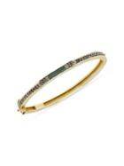Sole Society 12k Goldtone, Green Aventurine & Crystal Bangle Bracelet