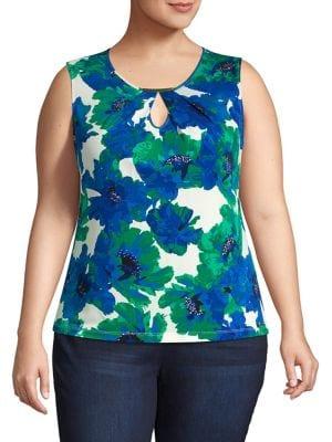 Calvin Klein Plus Floral Printed Keyhole Camisole