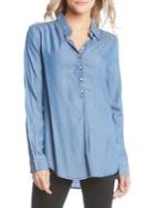 Karen Kane Chambray Half Placket Button Front Shirt