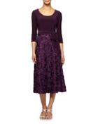 Alex Evenings Floral Embroidered A-line Dress