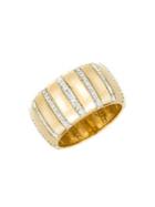 Adina Reyter 14k Yellow Gold & Diamond Striped Barrel Ring
