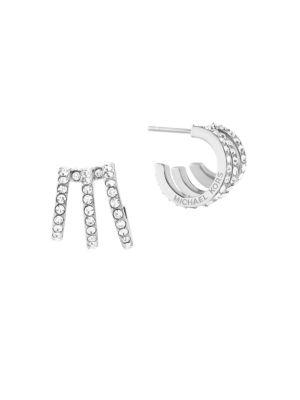 Michael Kors Modern Brilliance Crystal Pave Huggie Earrings/silvertone