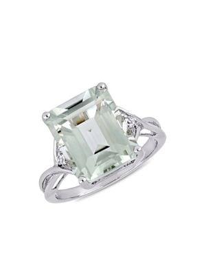 Sonatina Sterling Silver, Green Amethyst & White Topaz Twist Ring