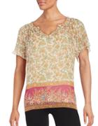 Lucky Brand Floral-print Short-sleeve Top