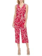 Vince Camuto Sapphire Sheen Cropped Tropical Jumpsuit