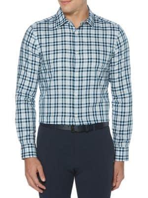 Perry Ellis Resist Spill Slim-fit Checkered Shirt