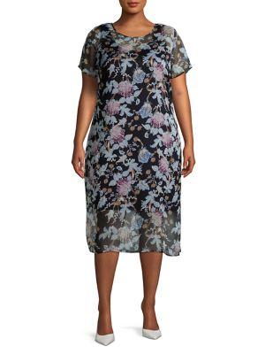 Vince Camuto Plus Floral-print Sheath Dress