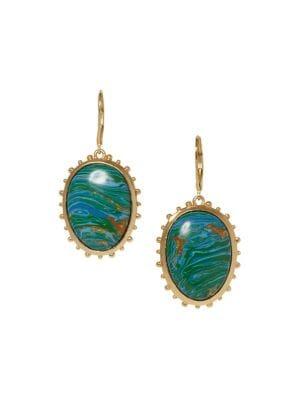 Sole Society Goldtone And Chrysocolla Leverback Drop Earrings