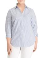 Lauren Ralph Lauren Plus Striped Stretch-cotton Button-down Shirt