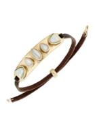 Lucky Brand Golden Hour Crystal And Leather Bracelet