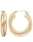 Lord & Taylor 14kt Yellow Gold Double Polished Hoop Earrings