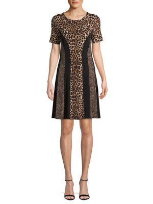 Michael Michael Kors Petite Cheetah Combo Short-sleeve Dress