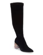 Betsey Johnson Keeva Embellished Velvet Tall Boots