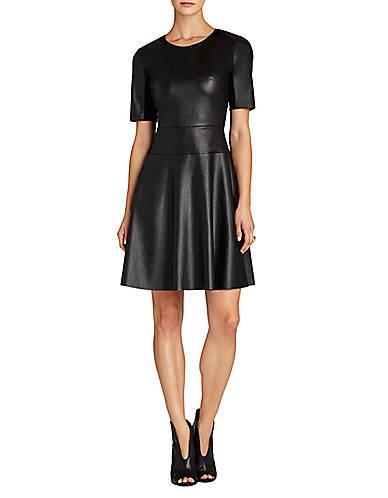 Bcbgmaxazria Darra Faux-leather A-line Dress