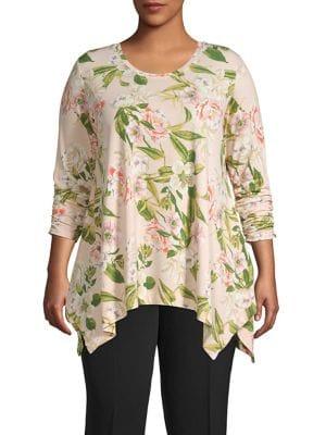 Context Plus Floral-print Sharkbite Tunic