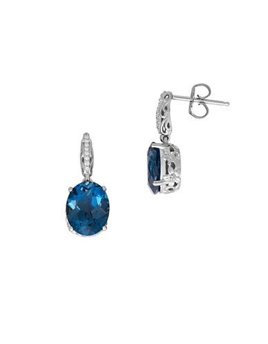 Lord & Taylor Blue Topaz And 0.053 Tcw Diamond Silver Earrings
