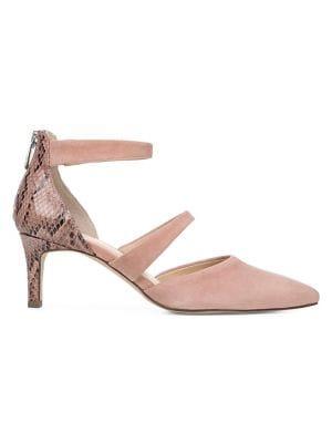 Franco Sarto Davey Snakeskin-print & Suede Pumps
