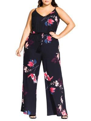 City Chic Plus Lotus Wide-leg Jumpsuit