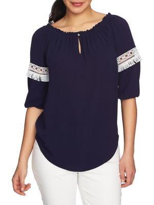 Chaus Fringe Off-the-shoulder Blouse