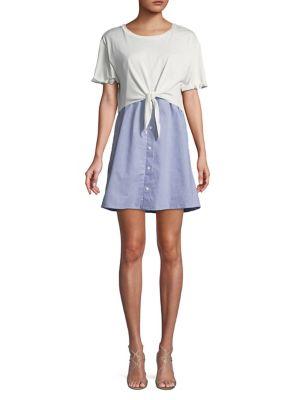 Design Lab Lord & Taylor Self-tie Striped Day Dress