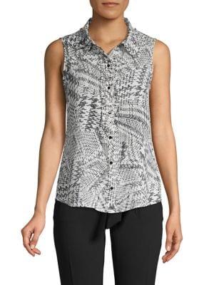 Karl Lagerfeld Paris Abstract-print Sleeveless Shirt