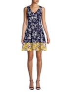 Vince Camuto Floral Pleated Fit-&-flare Dress
