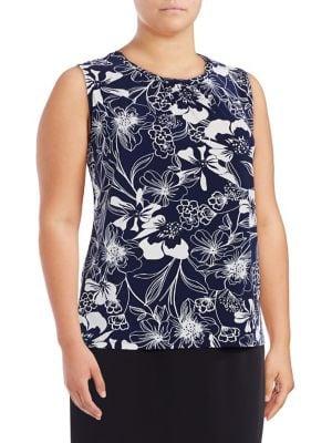 Nipon Boutique Plus Floral-print Sleeveless Top