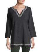 Joan Vass Embroidered Cashmere Tunic