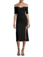 Jill Jill Stuart Off-the-shoulder Side-slit Dress