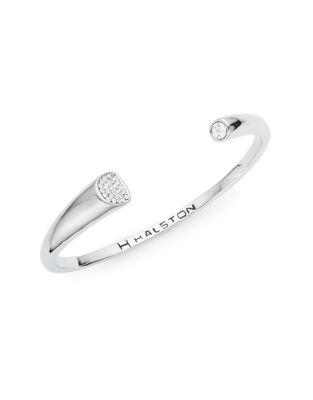 H Halston Pave Metal Crystal Open Cuff Bracelet