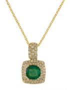 Effy 14k Yellow Gold Emerald And Diamond Pendant Necklace