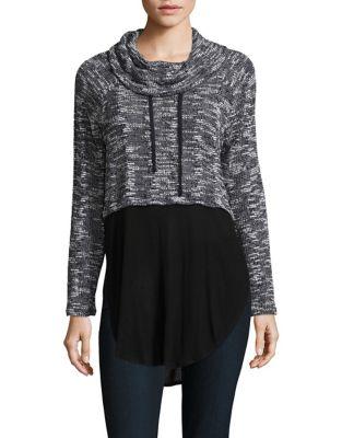Two By Vince Camuto Two-tone Funnelneck Sweater