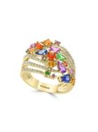 Effy 14k Yellow Gold, Diamond And Sapphire Studded Ring