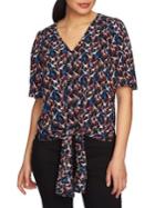 Chaus Giraffe-print Tie-front Blouse