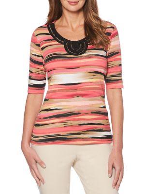 Rafaella Plus Printed Cotton Top