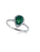 Effy Brasilica 14k White Gold Diamond Pave Emerald Ring, 0.15 Tcw