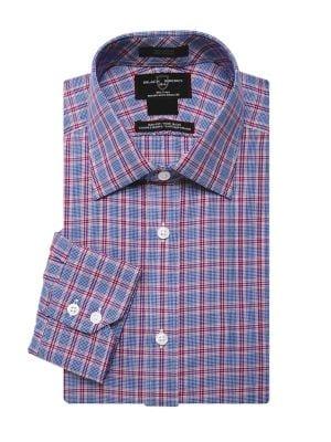 Black Brown Checkered Long-sleeve Dress Shirt