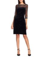 Tahari Arthur S. Levine Embellished Velvet Sheath Dress