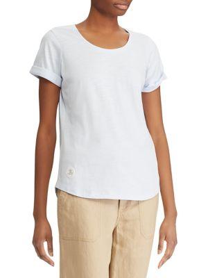 Lauren Ralph Lauren Rolled Cuff Cotton T-shirt