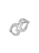 Lord & Taylor Rhodium-plated Sterling Silver And Pave Cubic Zirconia Open Heart Ring