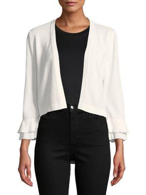 Calvin Klein Open Front Ruffle Trim Cardigan
