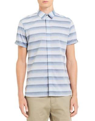 Calvin Klein Short-sleeve French Placket Ombre Stripe Shirt