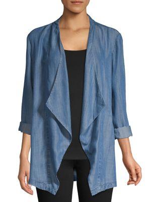 Joan Vass Chambray Open-front Jacket