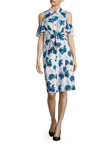 Ivanka Trump Floral Cold-shoulder Dress