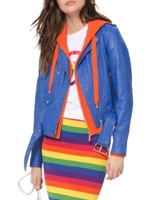 Michael Michael Kors Soft Crinkle Leather Moto Jacket