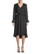 Kensie Printed Long-sleeve Dress