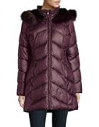Gallery Faux-fur Trimmed Chevron Quilted Coat
