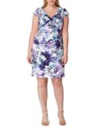 Tahari Arthur S. Levine Folded-neck Floral Scuba Sheath Dress